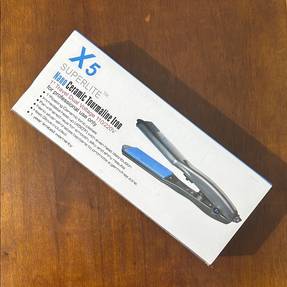 New X5 Superlite nano ceramic tourmaline iron 1” travel dual voltage 110/220V